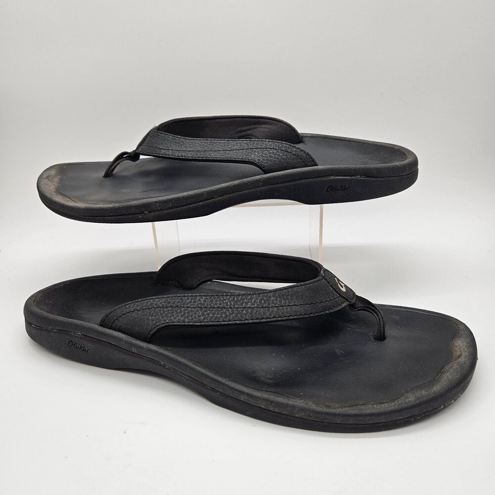 Olukai Ohana 20110-4040 Black Thong Sandals Women's US 9 Beach Ocean Flip Flops